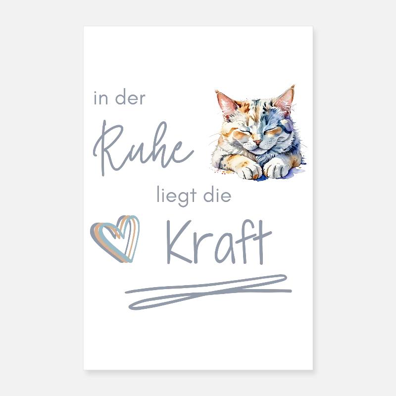 Chat endormi - La force réside dans le silence Poster 40 x 60 cm