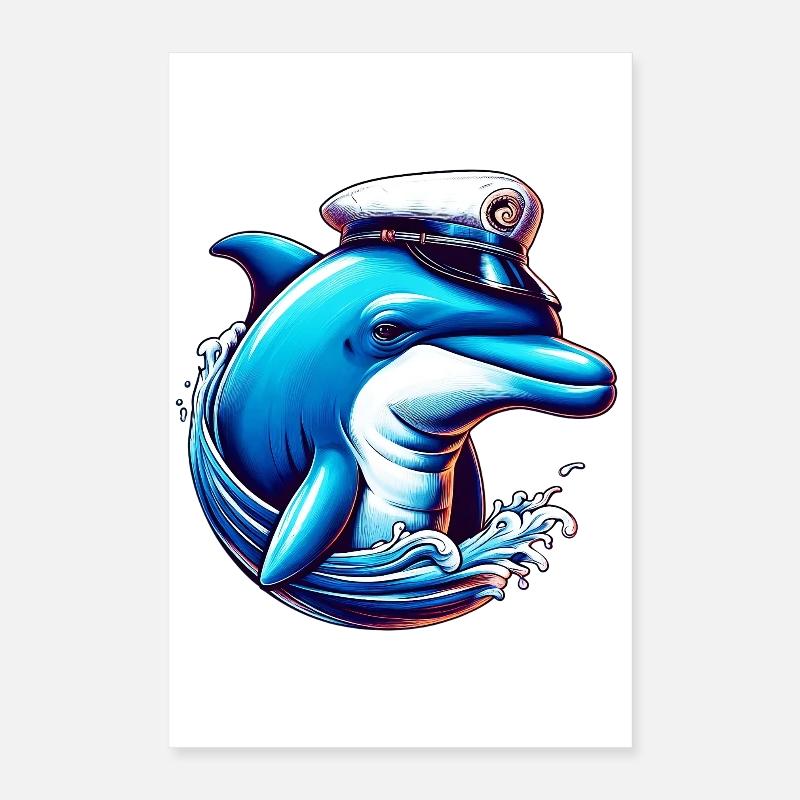 Delfin-Seemann Poster 40x60 cm