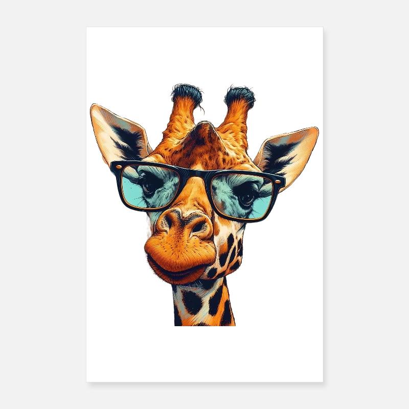 Giraffe with Glasses Poster 16" x 24" (40x60 cm)