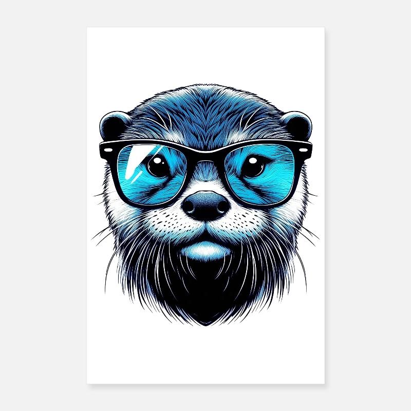 Loutre avec lunettes de soleil Poster 40 x 60 cm
