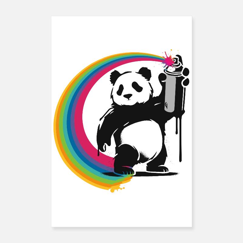 Stencil style panda holding a spray can Poster 16" x 24" (40x60 cm)