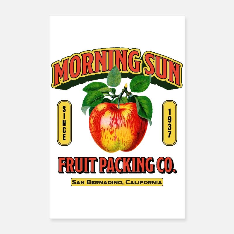 Étiquette de fruit du soleil du matin Poster 40 x 60 cm