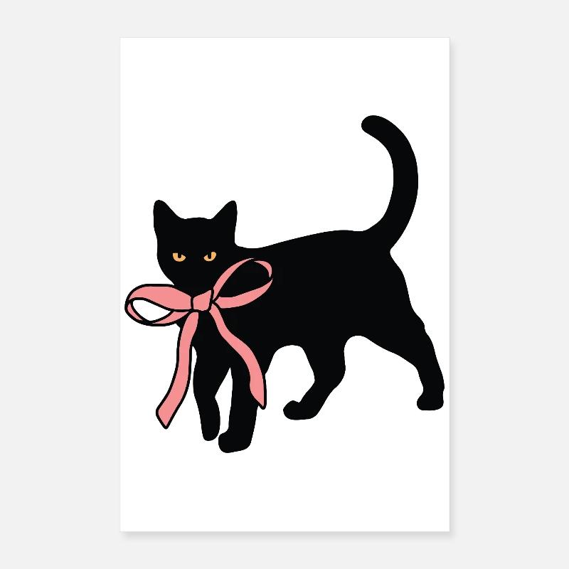 Chat noir avec nœud papillon Poster 40 x 60 cm