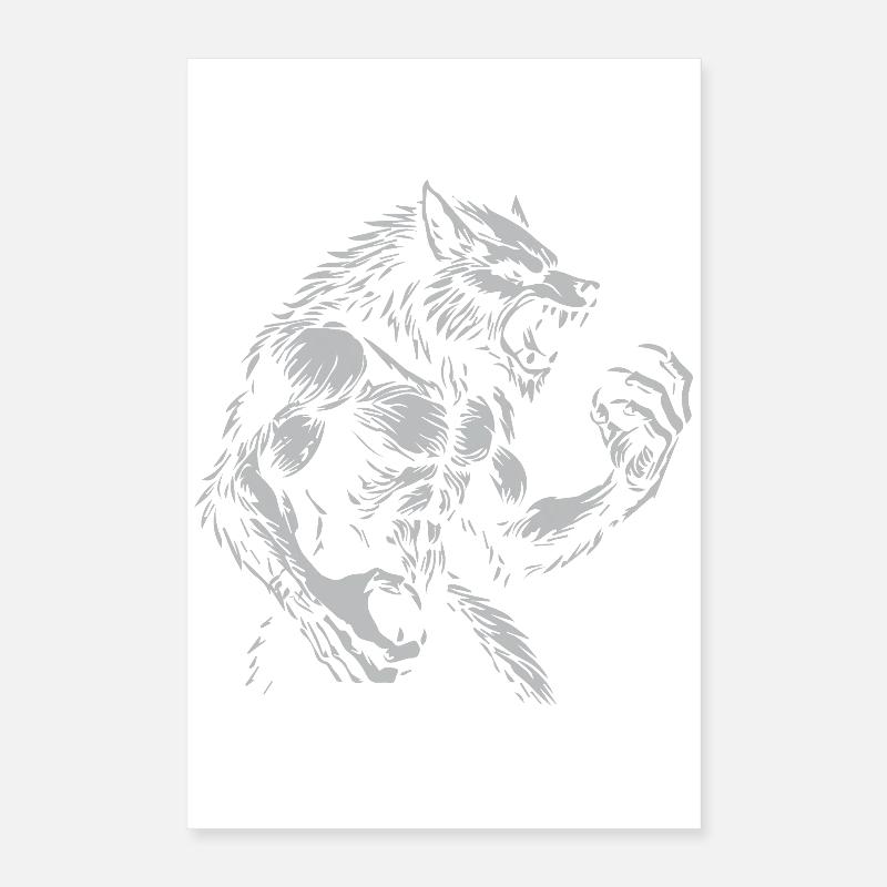 Grimmiger Warewolf Illustration Poster 40x60 cm