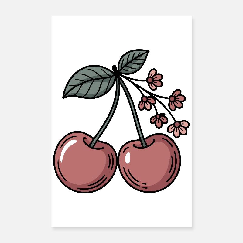 Fleurs de cerisier douces graphiques de cerisier Poster 40 x 60 cm