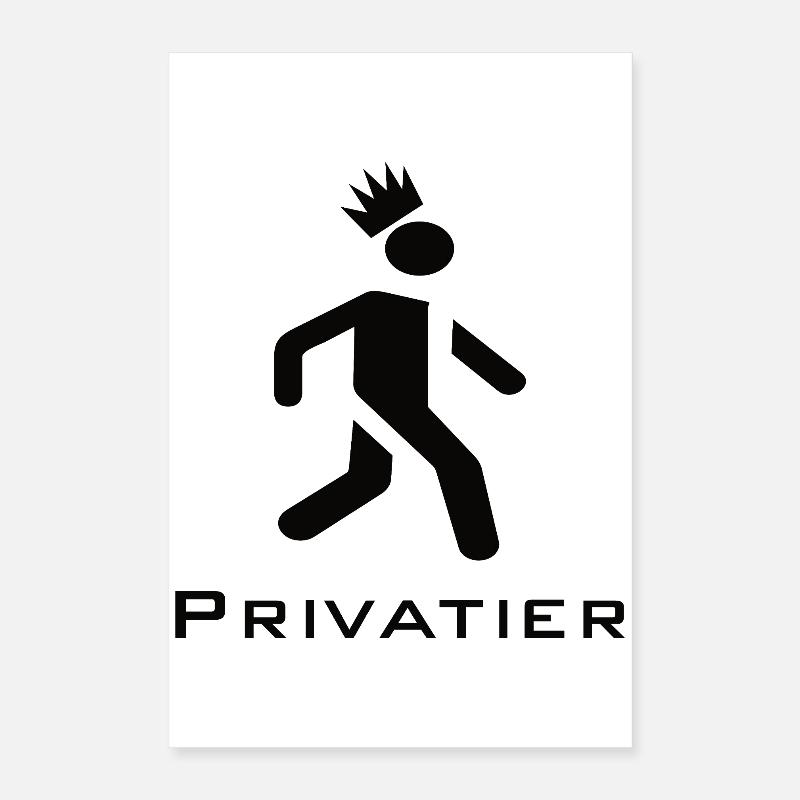 Privatier - Coureur avec Crown Design Black - Poster 40 x 60 cm - blanc