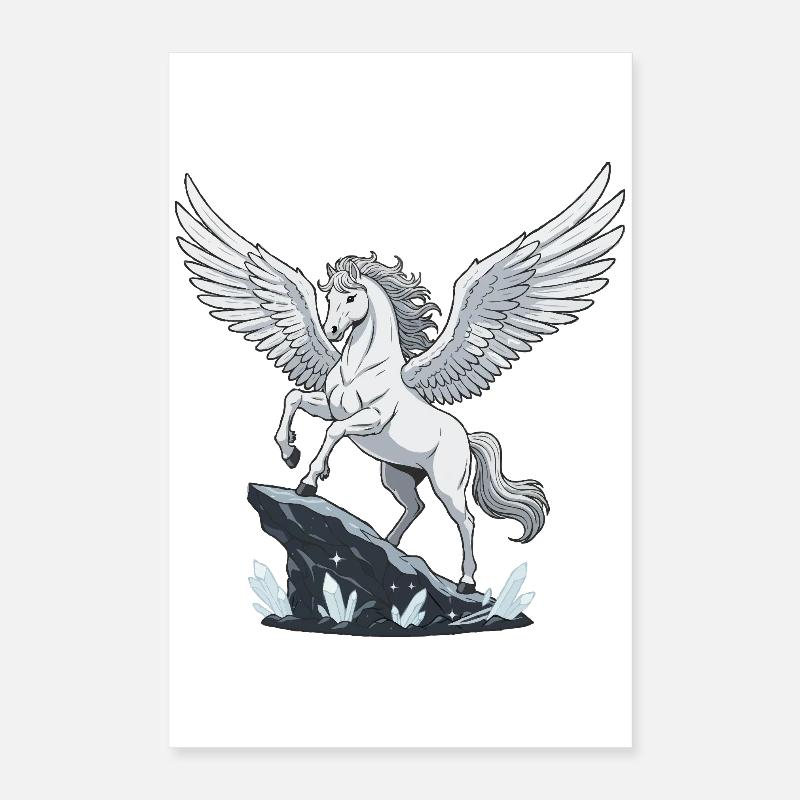 White Pegasus on Crystal Rock Poster 16" x 24" (40x60 cm)