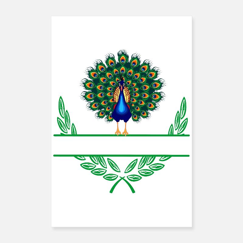 Peacock Laurel Wreath with Namespace Poster 16" x 24" (40x60 cm)