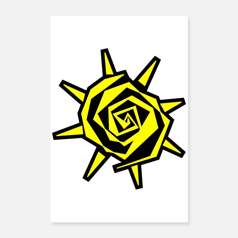 Jaune néon spirale solaire Poster 40 x 60 cm