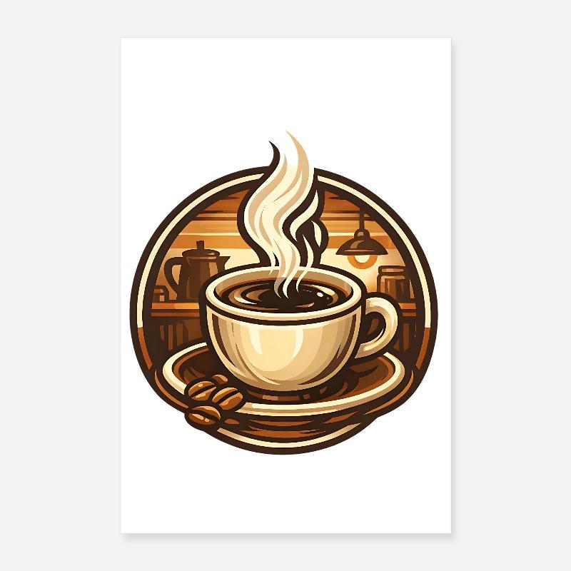 Coffee cup in a cozy cafe Poster 40x60 cm