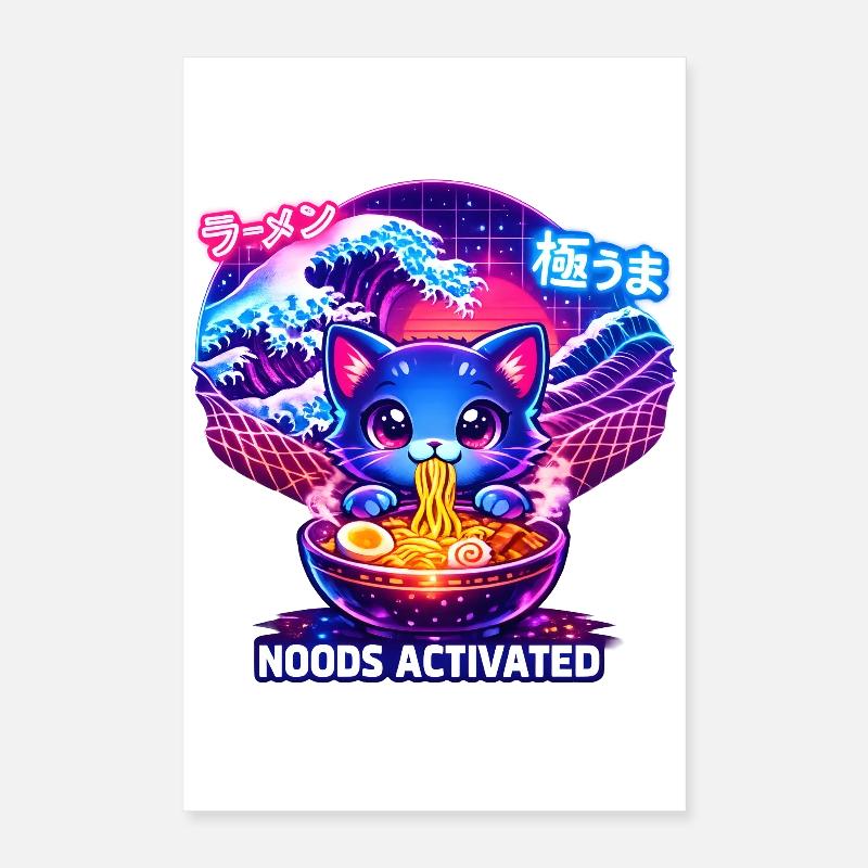 Ramen Kitty Neon Wave Poster 16" x 24" (40x60 cm)