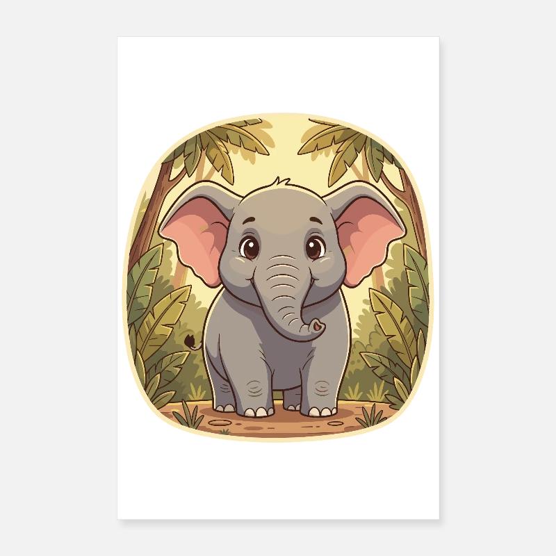 Petit éléphant dans la jungle Poster 40 x 60 cm
