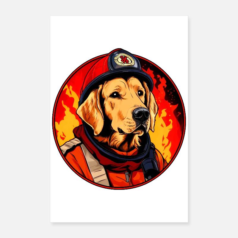 Chiens de pompiers Poster 40 x 60 cm