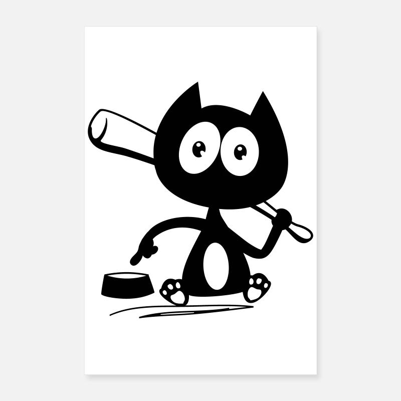 Donne moi à manger ! Humour de chat ! Poster 40 x 60 cm