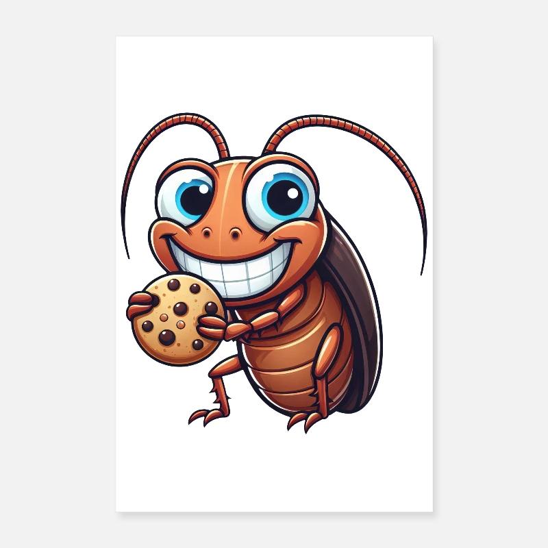 Funny Cookie Cockroach Sweet Dessert Comic Poster 16" x 24" (40x60 cm)