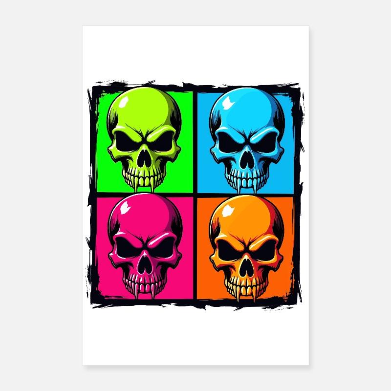 Colourful skulls Poster 16" x 24" (40x60 cm)