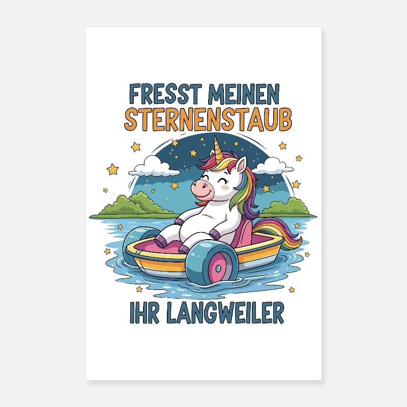 Einhorn Tretbootfahrt Poster 40x60 cm
