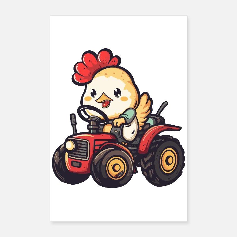 Éleveur de tracteurs de poulet Poster 40 x 60 cm