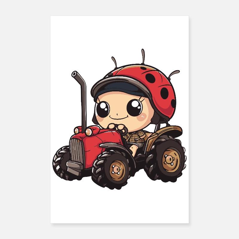 Marienkäfer Traktor Farmer Poster 40x60 cm