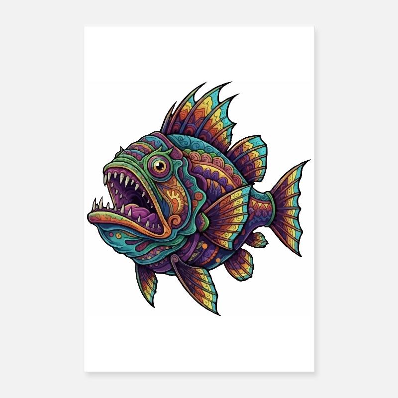 Poisson arc-en-ciel avec motif Poster 40 x 60 cm