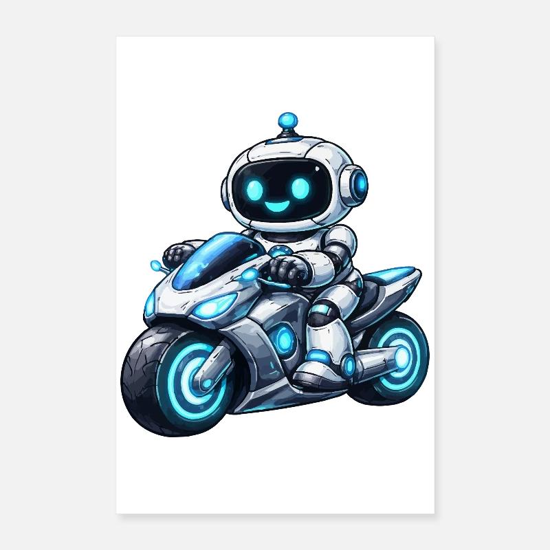 Robot sur moto Poster 40 x 60 cm