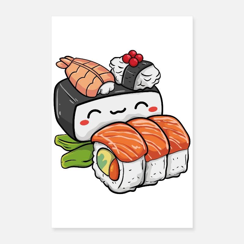 Sushi kawaï Poster 40 x 60 cm