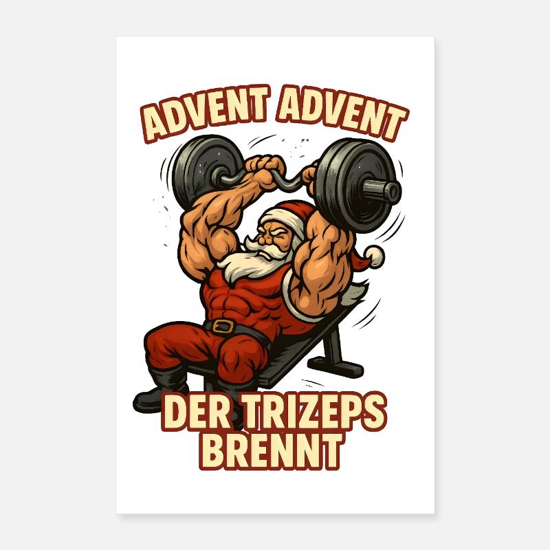 Advent triceps burns Santa Workout Poster 16" x 24" (40x60 cm)