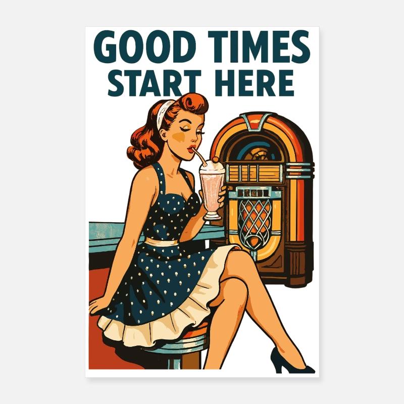 Rockabilly 50er Diner Milchshake Jukebox Retro  Poster 40x60 cm
