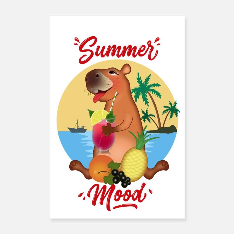 Capybara en vacances Poster 40 x 60 cm