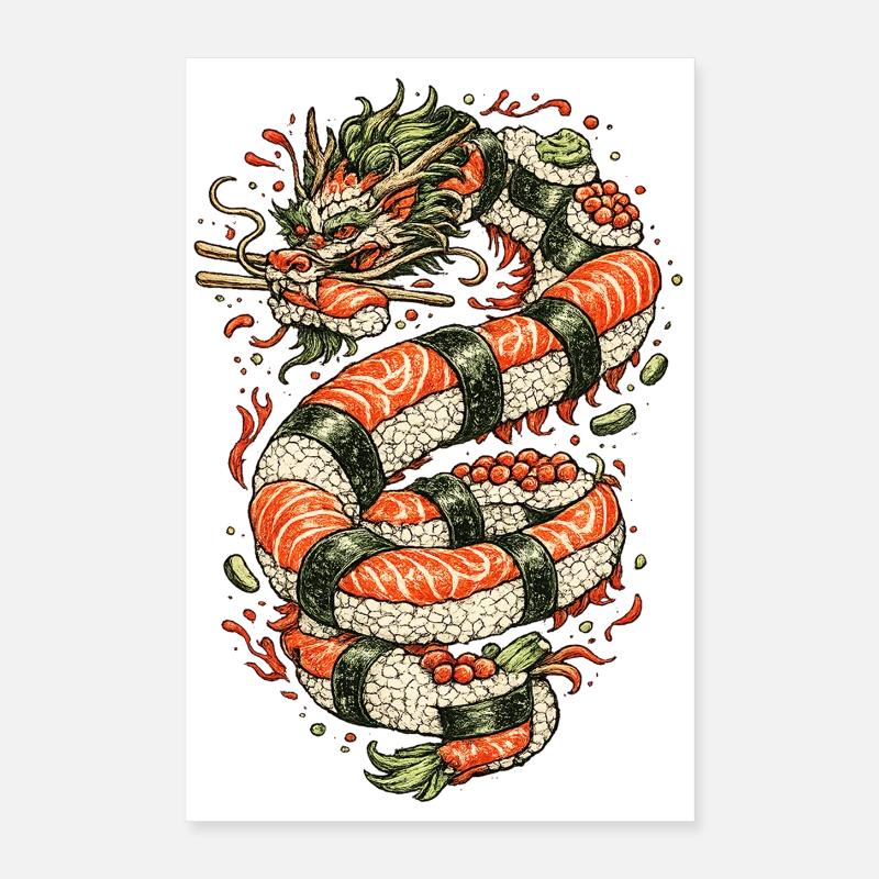 Dragon Sushi Coil Poster 16" x 24" (40x60 cm)