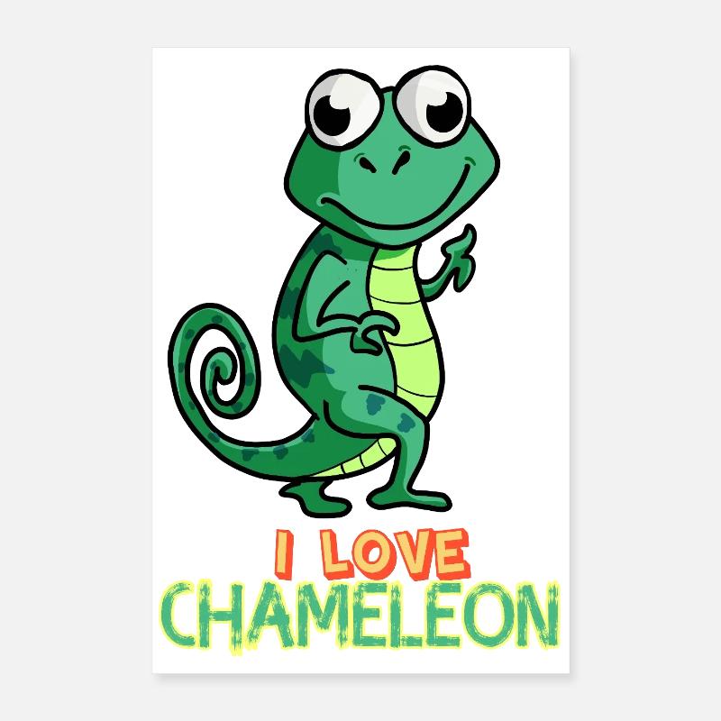 J’adore caméléon, lézard mignon, reptile animal de compagnie Poster 40 x 60 cm
