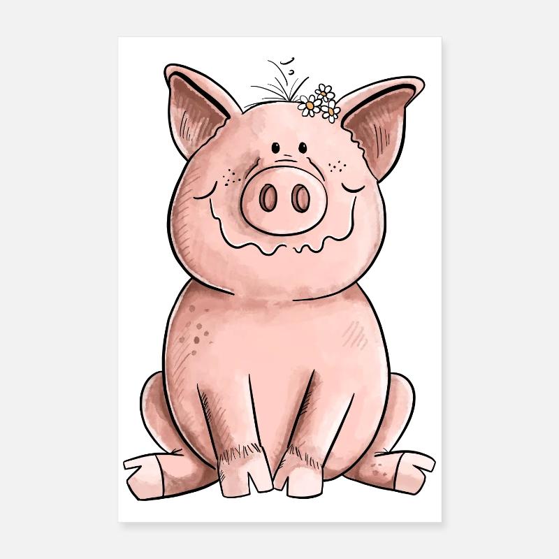 Cochon heureux Poster 40 x 60 cm