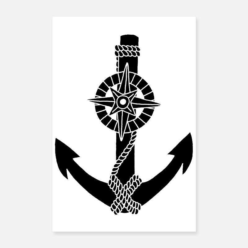 Black anchor compass Poster 16" x 24" (40x60 cm)