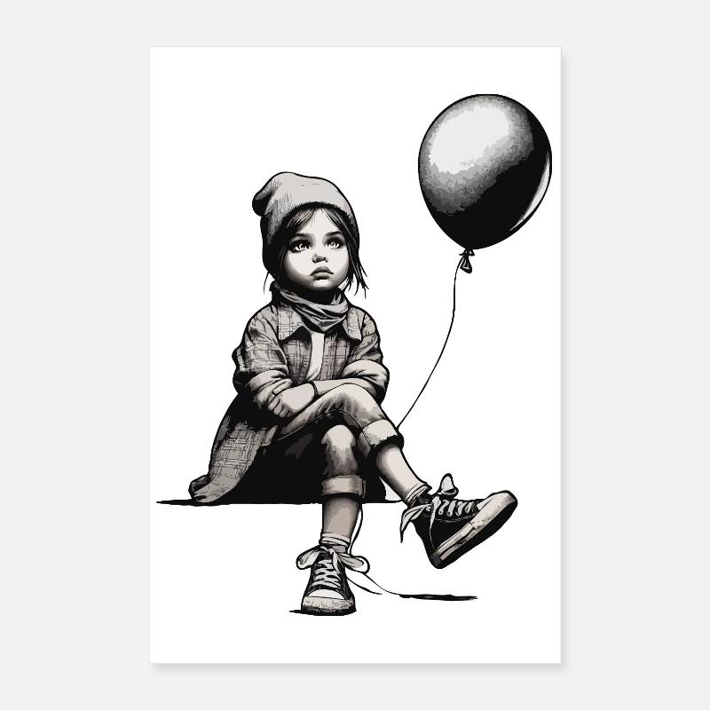Mädchen mit Luftballon Poster 40x60 cm
