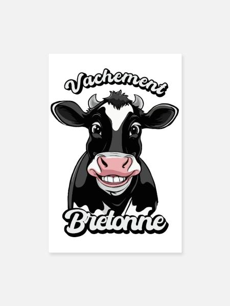 Vachement Bretonne T-shirt Humour Fierté Bretagne - Poster 40 x 60 cm - blanc - Devant