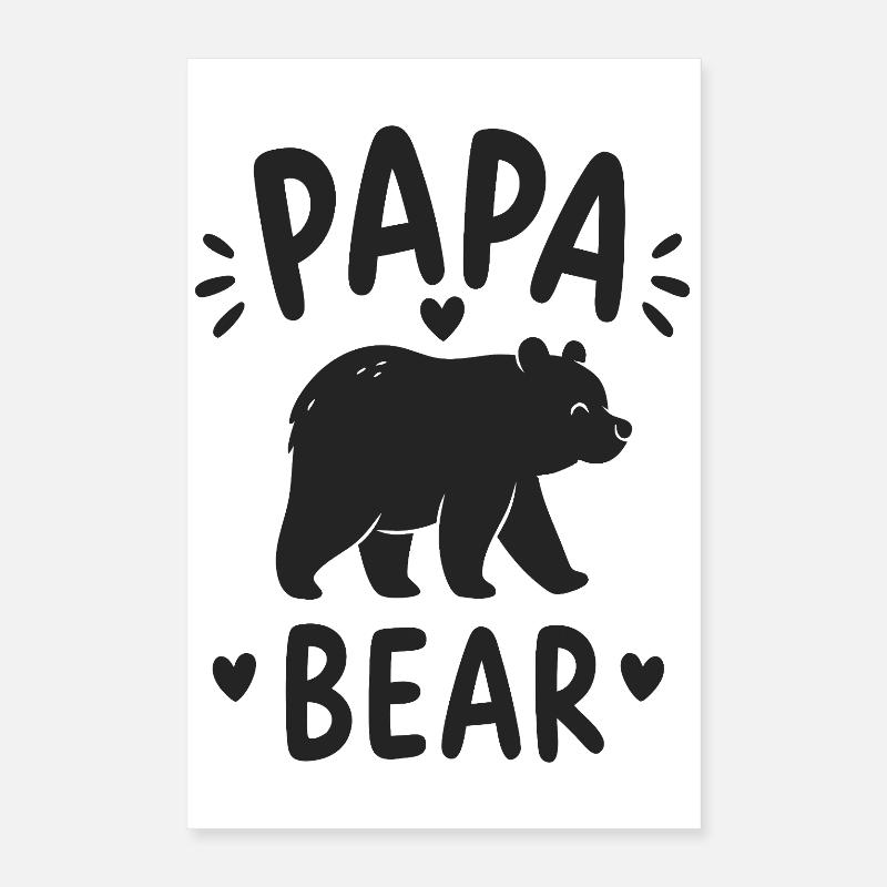 Papa Bear Silhouette Heart Design Poster 16" x 24" (40x60 cm)