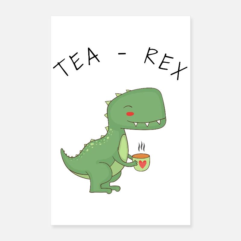 Lustige T-Rex-Teezeit Poster 40x60 cm