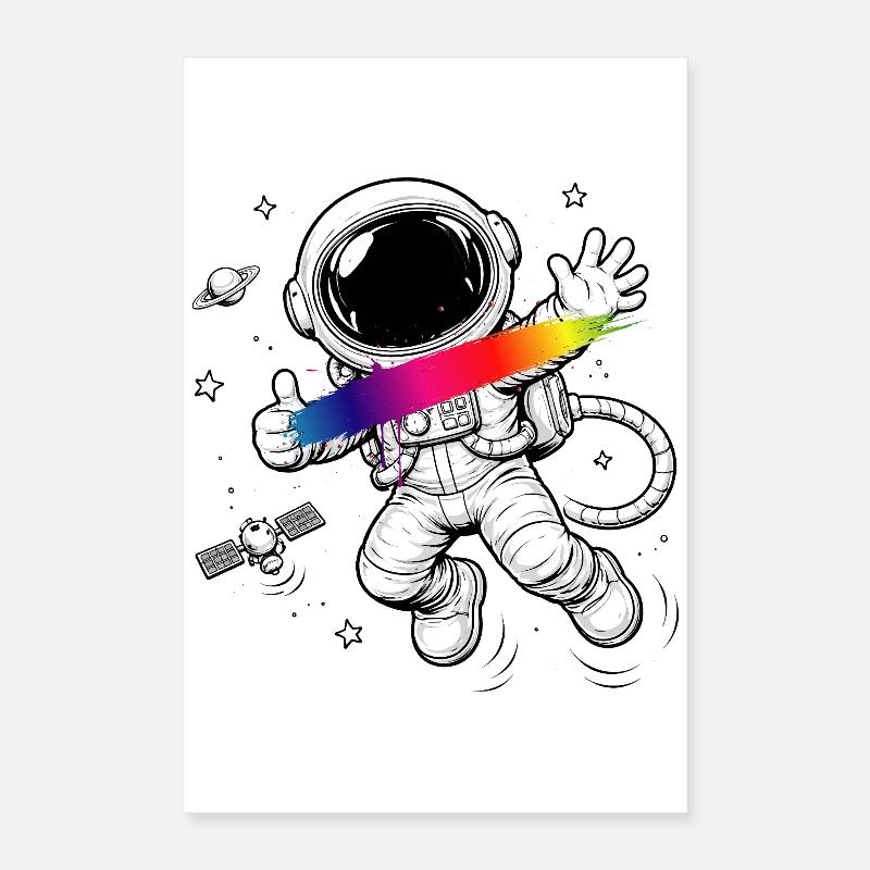 Astronaut Regenbogen Splash Space Design  Poster 40x60 cm
