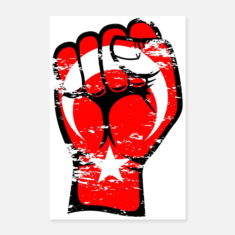 Drapeau de la Turquie Poing Main Symbole utilisé Poster 40 x 60 cm