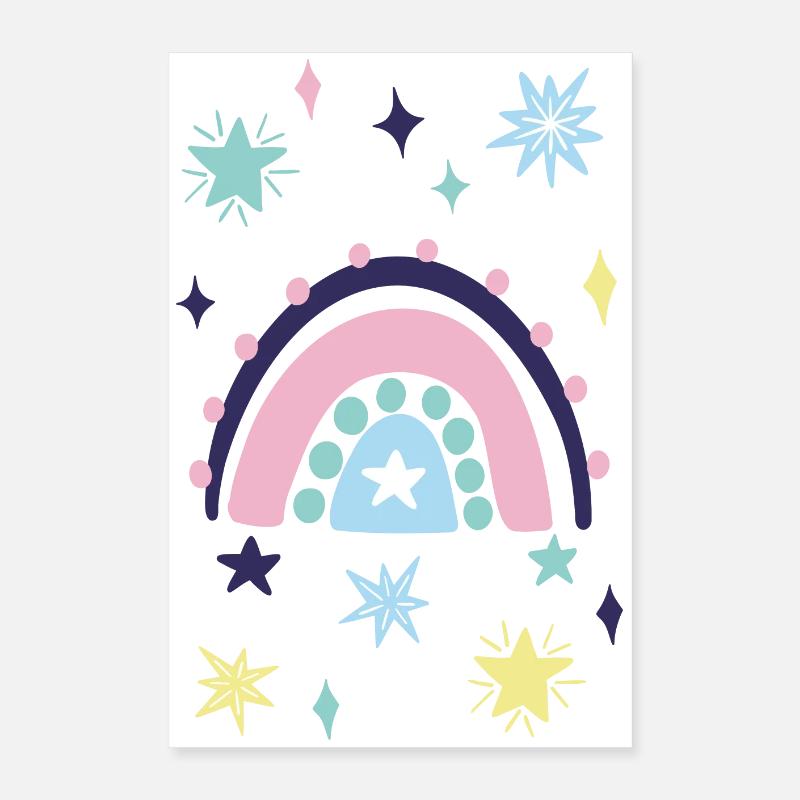 Arc arc-en-ciel étoile pastel Poster 40 x 60 cm