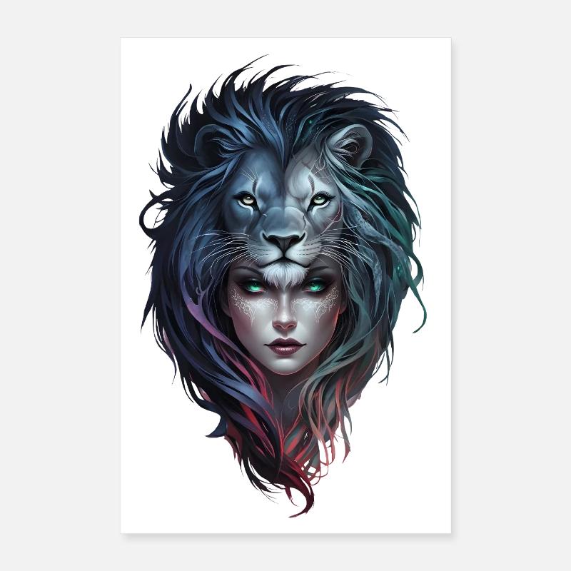 Cœur de lion et force féminine Poster 40 x 60 cm
