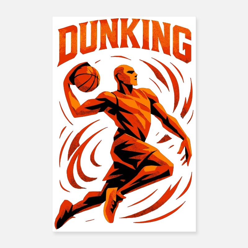 Basketball Dunk Throw Player Dunking Gift Poster 16" x 24" (40x60 cm)