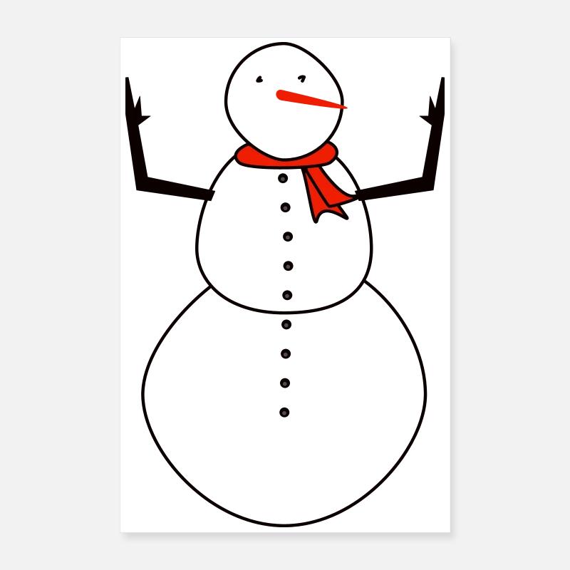 Schneemann mit rotem Schal Poster 40x60 cm