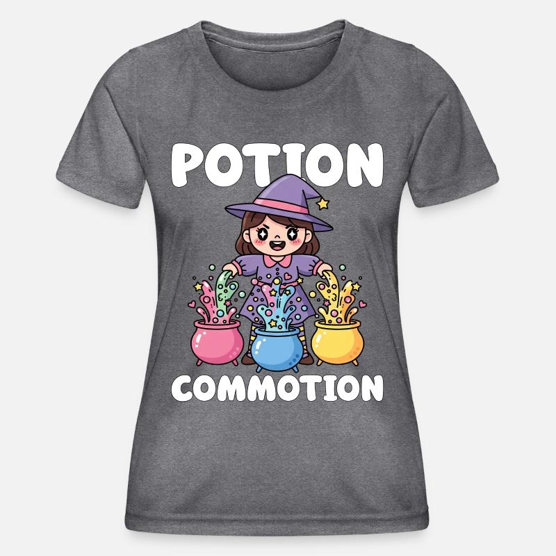 POTION COMMOTION - WITCH HALLOWEEN - Women's Functional T-Shirt - dark melange 