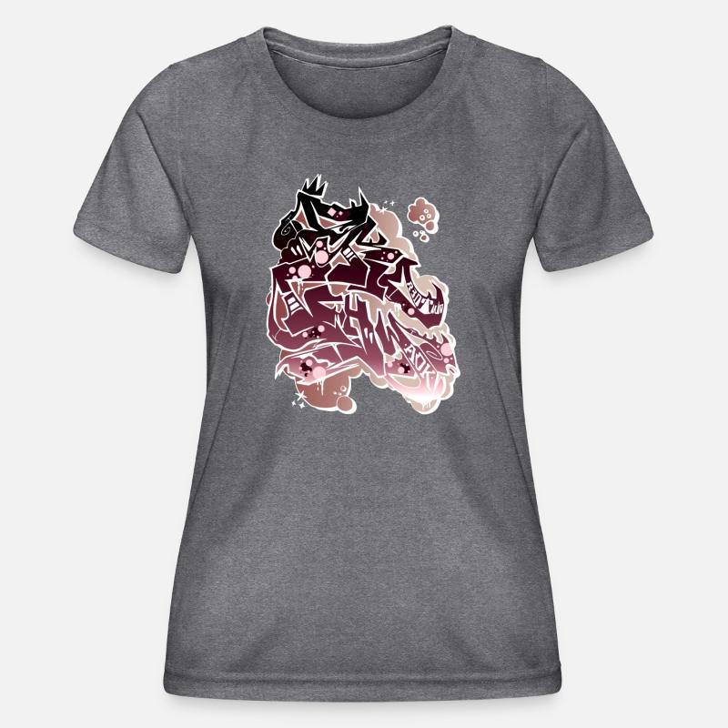 Dragon Graffito Abstract - Women's Functional T-Shirt - dark melange 