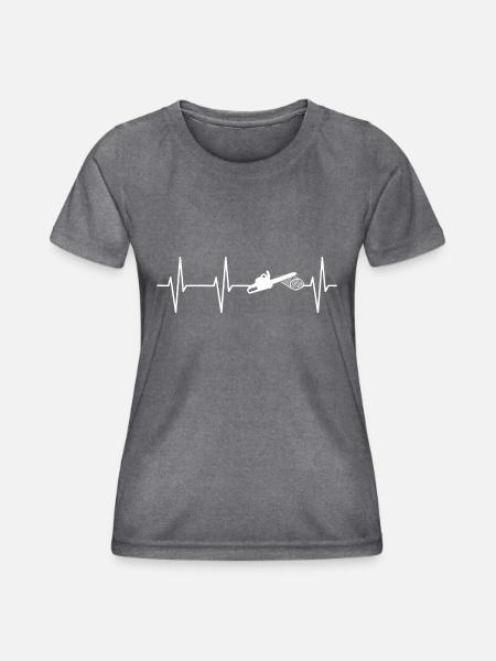 Herzschlag Holz - Frauen Funktions-T-Shirt - dunkle Melange 