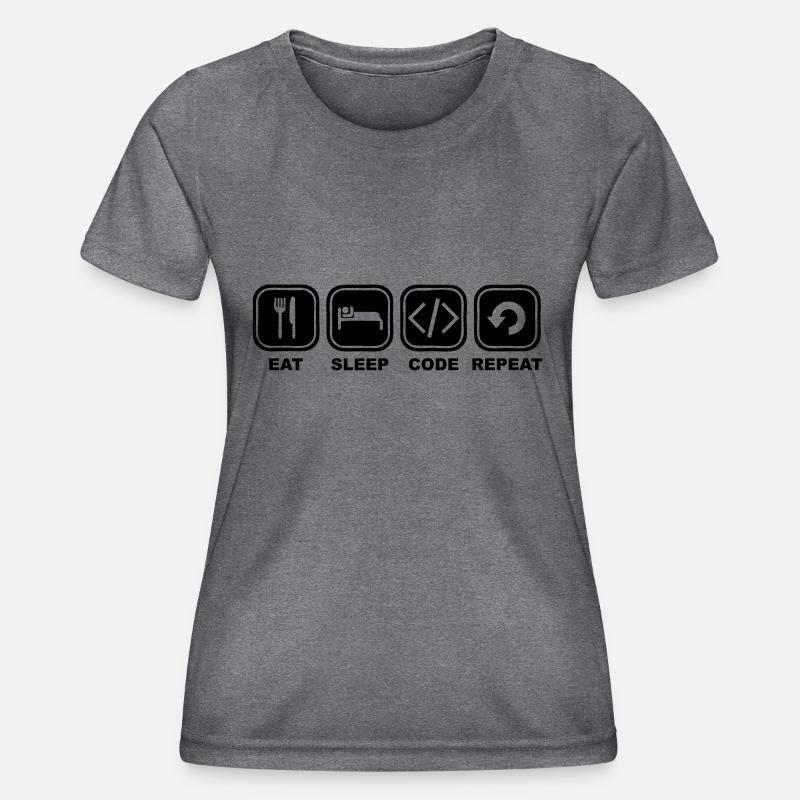 Eat, sleep, Code, Repeat - Women's Functional T-Shirt - dark melange 