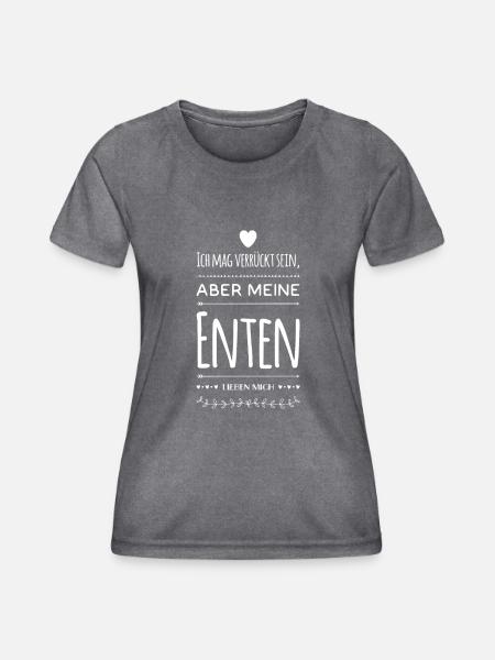 Witziger Spruch Enten - Frauen Funktions-T-Shirt - dunkle Melange 
