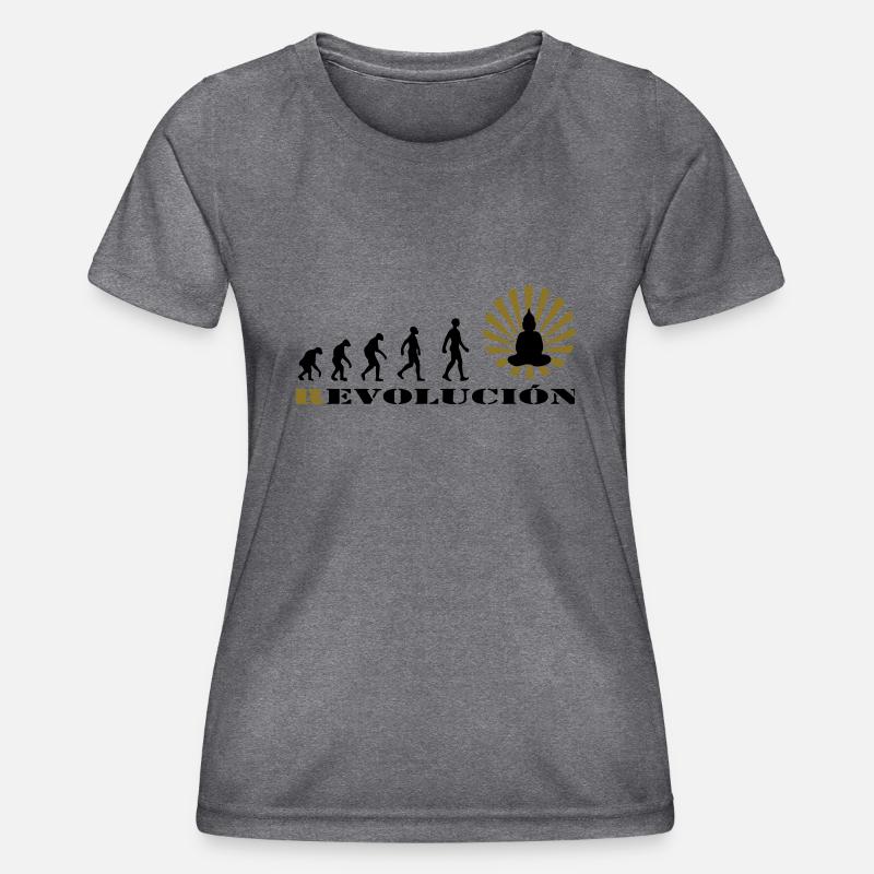 Darwin, evolution, revolution, enlightened, Buddha - Women's Functional T-Shirt - dark melange 