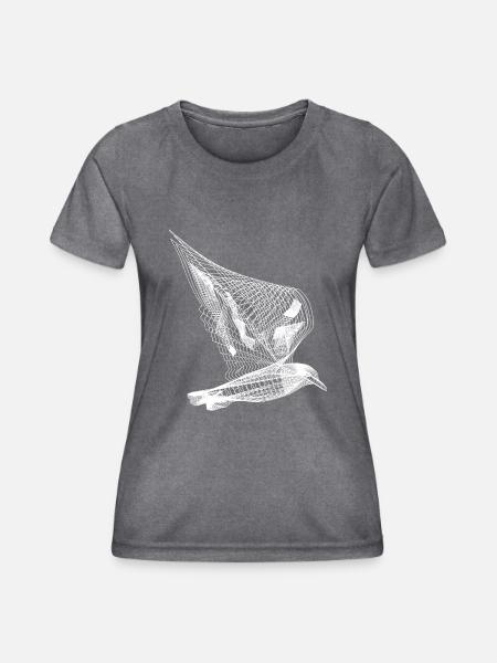 Vogel Line Art - Frauen Funktions-T-Shirt - dunkle Melange 